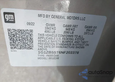 2022 Chevrolet Malibu Ls from USA, damaged, VIN 1G1ZB5ST6NF203378